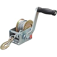 BIG RED ATRT1061CR Torin 600lbs Capacity Manual Hand Crank Winch with 26.3FT Steel Cable