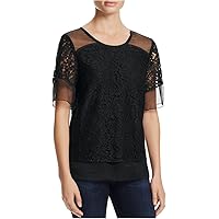 Womens Sheer Lace Pullover Blouse