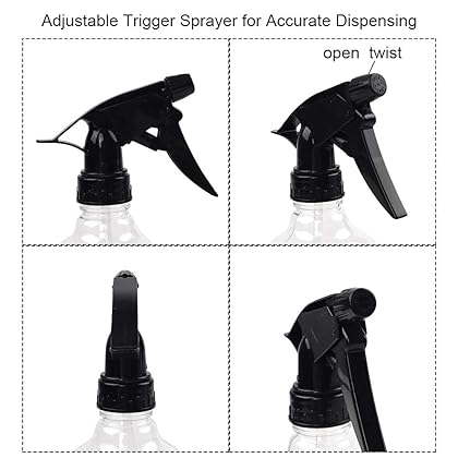 SUPERLELE Spray Bottles 7pcs 8oz Empty Plastic Spray Bottle with Adjustable Nozzle for Hair and Cleaning Solutions Includes Funnel and Labels