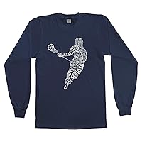 Threadrock Big Boys' Lacrosse Player Typography Youth Long Sleeve T-Shirt
