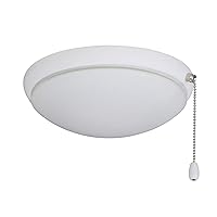 kathy ireland HOME Moon Opal Matte Glass Light Kit for Ceiling Fans | Low Profile Lighting Fixture with Pull Chain and 2 Candelabra Base LED Bulbs, Satin White