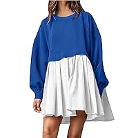 Long Summer Dresses for Women 2024 Vacation,Womens Oversized Sweatshirt Dress Long Sleeve Crewneck Pullover Top