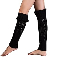LerBen Womens Stylish Flanging Knitting Warm Leg Warmers Boot Socks High Knee