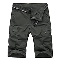 OCHENTA Men's Lightweight Quick Dry Cargo Shorts Casual with Zip Pockets Expandable Waist Outdoor Hiking