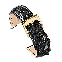 Carty Quick Release Leather Watch Band 18mm 20mm 22mm - Embossed Lizard-texture Black Brown Calfskin Replacement Watch Straps for Men with Silver or Gold Buckle
