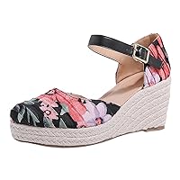 Womens Sandals Comfortable Dressy Closed Toe Buckle Ankle Strap Retro Cute Beach Shoes Summer Shoes For Women