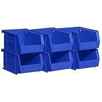 Akro-Mils 30210 AkroBins Plastic Hanging Stackable Storage Organizer Bin, 5-Inch x 4-Inch x 3-Inch, Blue, 6-Pack