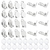 UNICRAFTALE 60pcs Clip-on Earring Findings DIY Earring Clip 10mm Stainless Steel Clip-on Earring Converter Flat Round Tray Non-Pierced Earrings with Silicone Earring Pads for DIY Earring Making