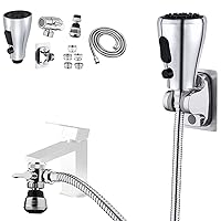 Kitchen Faucet Sink Sprayer Attachment Set,3 Modes Sink Sprayer Replacement Head with Stainless Steel Hose,Faucet Aerator and Brass Diverter Valve (5 pcs Adapter) for Washing Fruit,Dishes and Hair