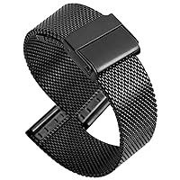 Watch Straps Milanese Stainless Steel Watch Band Ultra-thin Quick Release Bracelet for Men Women 18mm Black