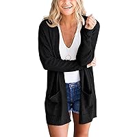 MEROKEETY Women's 2024 Long Sleeve Waffle Knit Cardigan Open Front Cozy Sweater Coat with Pockets