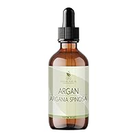 Argan Oil from Morocco - 4 oz Glass & Dropper - 100% Natural Pure Cold Pressed Unrefined Extra Virgin Vegan Carrier Oil for Skin Hair Body Face Facial Hair Eyebrow, Eyelashes Scalp, Argon Marakesh