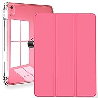 Feams Case for iPad 10th Generation 10.9 Inch Case, Slim Lightweight Trifold iPad 10.9 Case Clear Back Transparent Cover with Pencil Holder & Auto Sleep/Wake for iPad 10th Gen 2022, Hot Pink