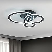 CHYING LED Ceiling Light, 3-Ring Modern Flush Mount Ceiling Light Fixture 55W 6000K Round Ceiling Lamp for Kitchen, Living Room, Bedroom, Black