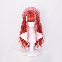 Strawberry Red Lolita Kid Wigs for Girls Realistic Long Curly Hairstyle(No Hat)