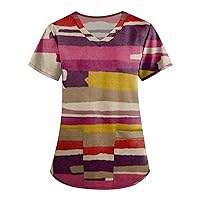 Print Working Uniforms for Women Patterned Mock Neck Short Sleeve Shirt Oversize Oversized Shirts for Women