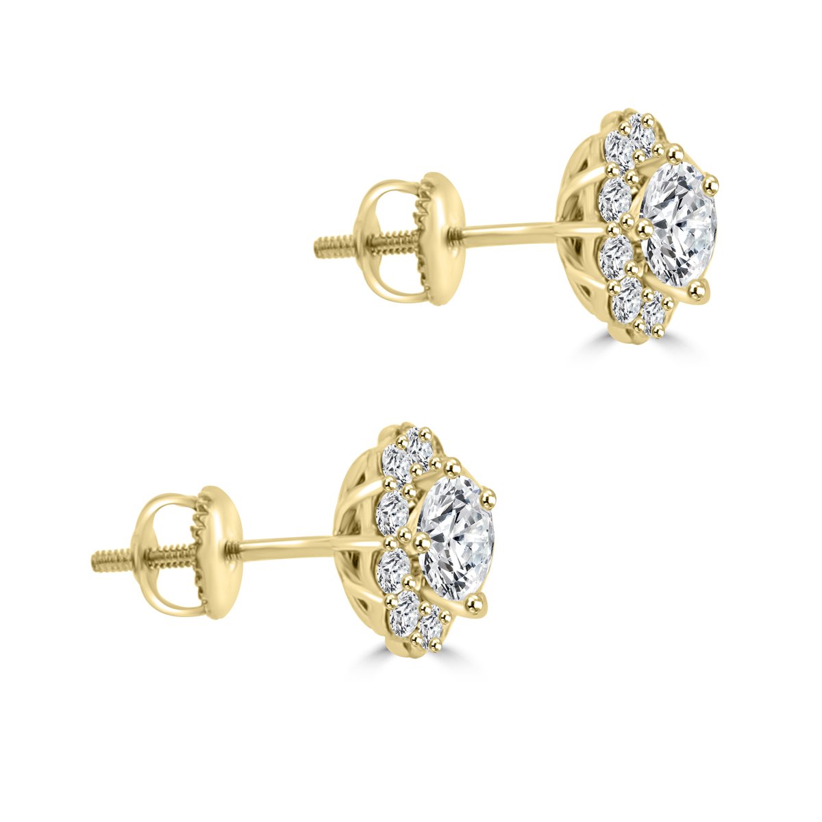 Madina Jewelry 2.05 Ct Ladies Round Cut Diamond Stud Earring In 14 kt White Gold