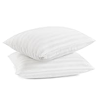 SERTA Won't Go Flat Standard/Queen Size Set of 2 Down Alternative Bedding Pillow for Back, Stomach or Side Sleepers, White