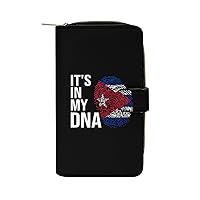 It's in My DNA Cuban Flag Purse for Women Large Capacity Zip Around Travel Clutch Wallet with Compartment
