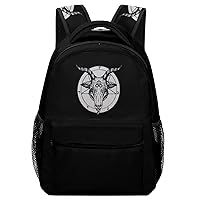 Baphomet Satanic Goat Head Laptop Backpack Fashion Shoulder Bag Travel Daypack Bookbags for Men Women