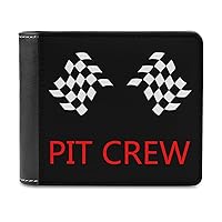 Racing Car Pit Crew Checkered Flag Printed Bifold Front Pocket Wallet with Money Clip Leather Minimalist Credit Card Holder for Men