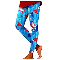 Women's USA Flag Sporty Leggings High Waist 4Th of July 1776 Butt Scrunch Yoga Pants Independence Day Floral Tights