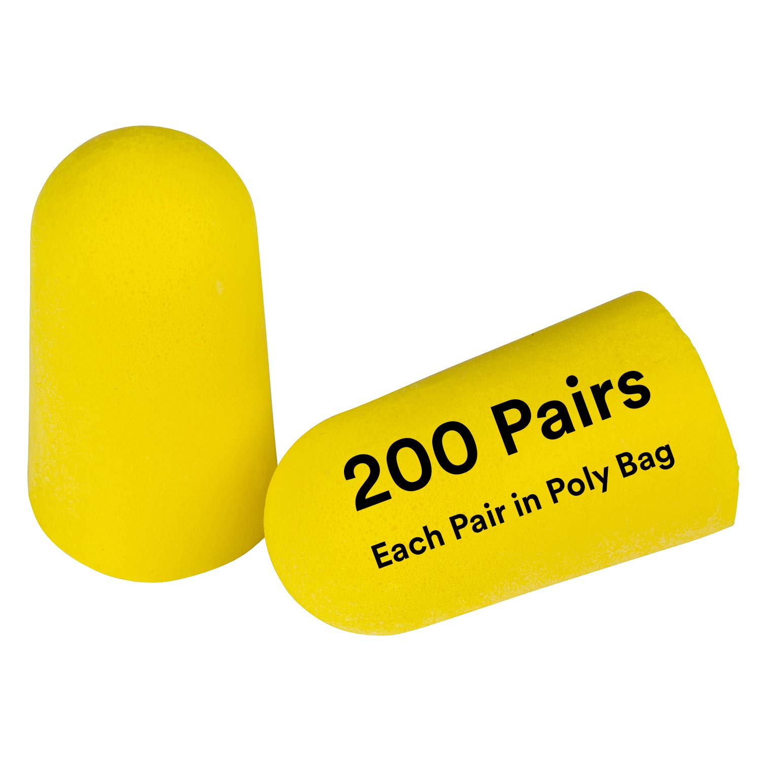 3M Ear Plugs, 200/Box, E-A-R TaperFit2 312-1219, Uncorded, Disposable, Foam, NRR 32, For Drilling, Grinding, Machining, Sawing, Sanding, Welding, 1 Pair/Poly Bag,Yellow