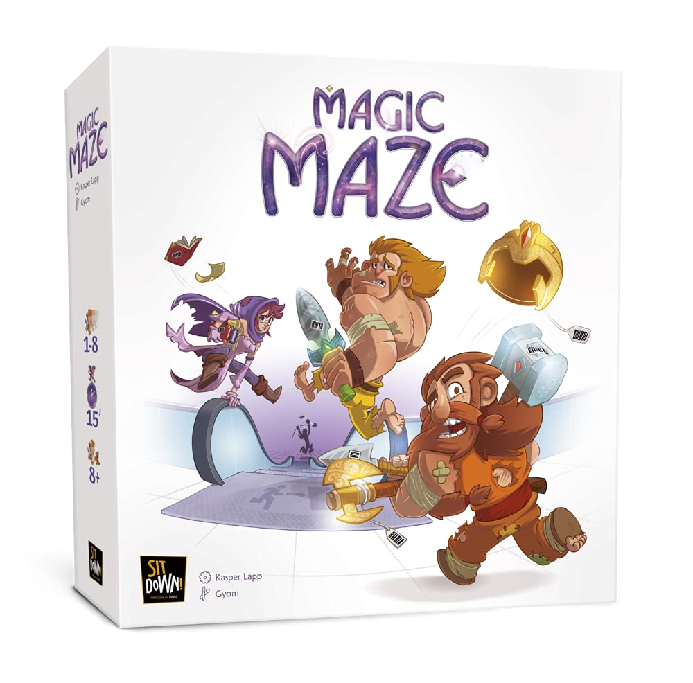 Sit Down! Magic Maze - Real-Time Gameplay, Move the 4 Characters Through the Mall Before the Timer Runs Out - Co-operative, Everyone Has a Different Power, 1-8 players, 15 mins, Ages 8+