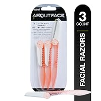 About Face Fuzz-Free Compact Facial Razors for Shaving & Exfoliating - Includes 3 Beauty Groomers - For Face, Lips & Eyebrows