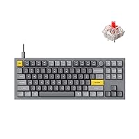 Keychron Q3 Wired Custom Mechanical Keyboard Knob Version, TKL Tenkeyless QMK/VIA Programmable Macro with Hot-swappable Gateron G Pro Red Switch Double Gasket Compatible with Mac Windows Linux (Grey)
