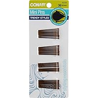 Conair Styling Essentials Secure Hold Mini Bobby Pins, Brown 36 ea (Pack of 6)