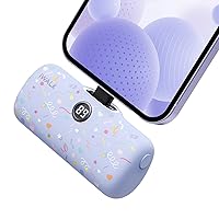iWALK Small Portable Charger with Pattern, 4800mAh Colorful Mini Power Bank PD Fast Charging Cute Battery Pack with LED Display Compatible with iPhone 14/14 Pro Max/13/12/11/X/8/7/6 Series, Purple