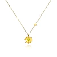 Uloveido Dainty Daisy Flower Necklace Cubic Zirconia Sun Flower Chrysanthemum Clavicle Necklace