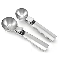 2-Pack Ice Cream Scoops, Stainless Steel Perfectly Shaped Scoops Ideal for Scooping Frozen Hard Ice Cream and Sorbet, Cookie Dough, Melon