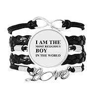 I Am The Religious Boy Art Deco Gift Fashion Bracelet Love Accessory Twisted Leather Knitting Rope Wristband Gift
