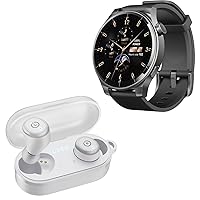 TOZO S5 Smartwatch (Answer/Make Calls) Sport Mode Fitness Watch, Black + T10mini Wireless Bluetooth in-Ear Headphones White