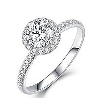 10/14/18K Gold Engagement Ring 1ct Moissanite Bright Halo Wedding Ring 5A Zirconia for Women Fiancee Bridal