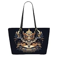 Royal Owl Majesty Illustration Leather Tote Bag 3d