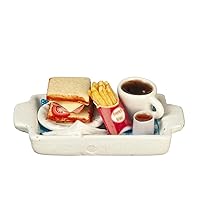 Melody Jane Dolls Houses Dollhouse Restaurant Tray with Sandwich Fries Coffee Cafe Food Diner Accessory