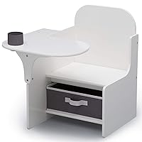MySize Chair Desk With Storage Bin, Bianca White