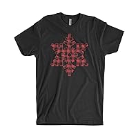 Threadrock Men's Red Plaid Snowflake T-Shirt