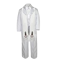 6pc Baby Toddler Boy Notch Paisley Lapel White Tuxedo Suit Guadalupe Stole Sm-20