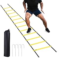 Ohuhu Agility Ladder Speed Training Set 12 Rung 20ft Exercise Ladders with Ground Stakes for Soccer Football Boxing Footwork Sports Fitness Training Ladder with Carry Bag