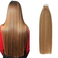 Honey Blonde Tape in Human Hair Extensions 20pcs 50g/Pack Invisible Tape ins 27# Straight Extension 18 inches
