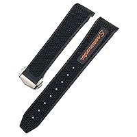 18mm 19mm 20mm 21mm 22mm Rubber Watchband for Omega Sxwatch Moon Watch Speedmaster Seamaster AT150 Tag Heuer Soft Strap (Color : Black Orange Pointy, Size : 18mm)