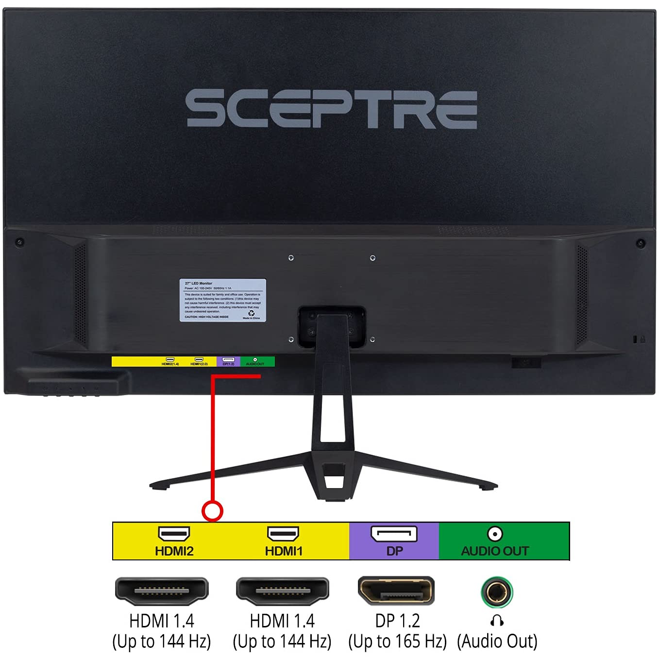 Sceptre IPS 27-inch Gaming Monitor 1920 x 1080p up to 165Hz 1ms AMD FreeSync Premium 119% sRGB DisplayPort HDMI Build-in Speakers, Machine Black (E275B-FPT168S)