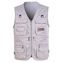 Outdoor Hunting Hiking Fishing Vests for Men Lightweight Travel Photo Safari Cargo Vests Waistcoat Jacket with Multi-Pockets