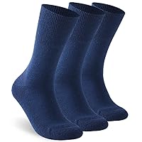 Diabetic Socks for Men Women, Merino Wool Non-Binding Top Crew Socks with Cushion Sole, Seamless Toe 3 Pairs