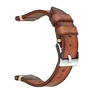 Retro Handmade Watch Band, Quick Release Vintage Leather Watch Strap Replacement,Choice of Width-18mm 20mm 22mm 24mm or 26mm