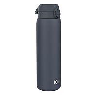 ION8 Vacuum Insulated Stainless Steel 1 Litre Water Bottle, 920 ml/31 oz, Leak Proof, Easy to Open, Secure Lock, Dishwasher Safe, Carry Handle, Scratch Resistant, Ideal for Sports and Yoga, Ash Navy